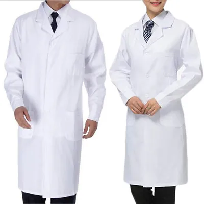 Unisex White Lab Coat Doctor Coats Jackets Nursing Long Uniform • £16.07