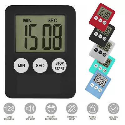 £0.99 • Buy Magnetic LCD Digital Kitchen Timer Count-Down Up Clock Cooking Loud Alarm UK