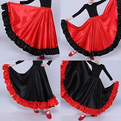 Girls Swing Elegant Belly Costume Dance Skirt Samba Clothes Satin Carnival Wrap • £27.87