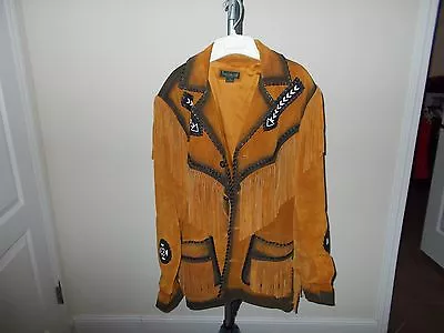 Men's Gold-Tan Western 100% Leather Jacket Size 38 Excellent Condition. • $159