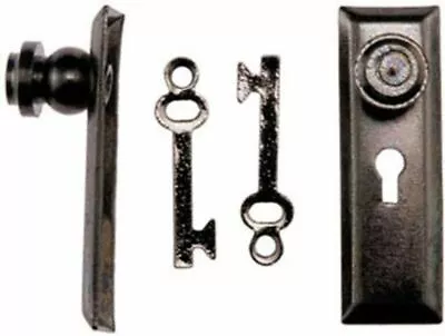 Dollhouse Miniature Pewter Finish Door Knob W/Key Plate • $5.99