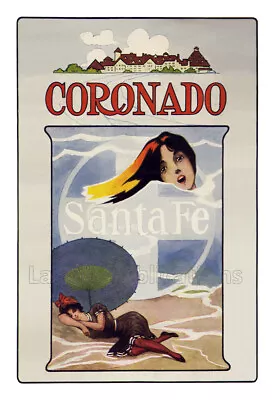 Hotel Del Coronado Via The Santa Fe Railway Vintage Poster • $19.95