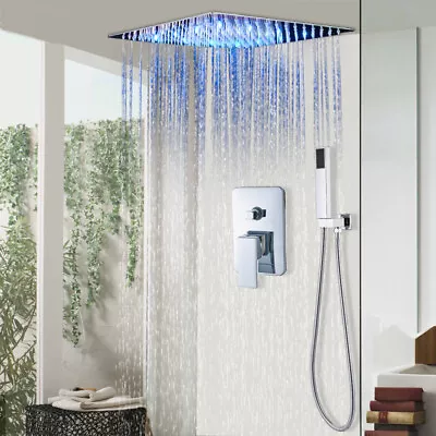 12 Inches LED Rainfall Mixer Shower Faucet Combo Set Ceiling Mounted Hand Shower • $95