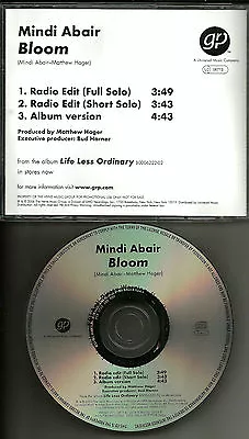 MINDI ABAIR Bloom 3TRX W/ 2 RARE EDITS PROMO Radio DJ CD Single USA 2006 MINT • $24.99