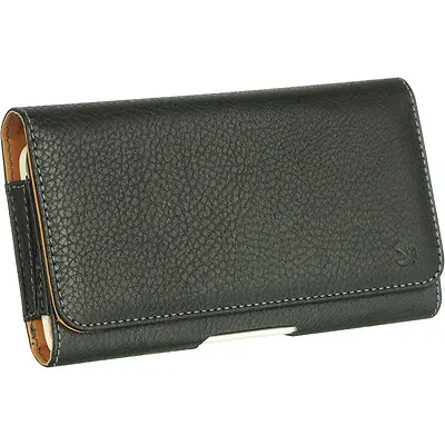 For XL LARGE Phones - BLACK PU Leather Pouch Holder Belt Clip Holster SKin Case • $9.68