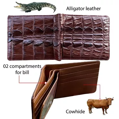 Men Premium Crocodile Brown Skin Bifold Wallet RFID Blocking Luxury High Quality • $69