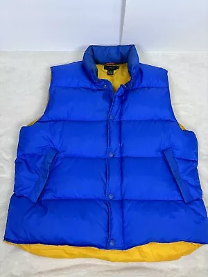 J Crew Vest Mens L Large Tall Blue Goose Down Puffer Sleeveless Vintage Quilted • $34.20