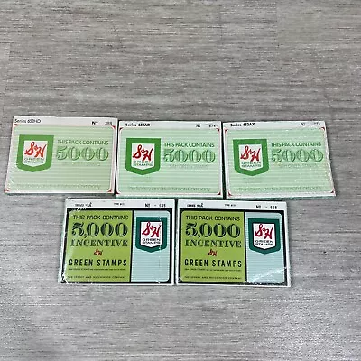 Factory Sealed Incentive S&H Green Stamps 5 Packs 5000 Each Vintage Dead Stock • $53.46