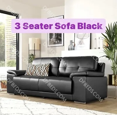 3 Seater Leather Sofa Black • £597.75