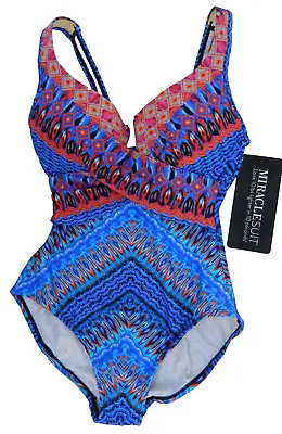 Miraclesuit Escape Underwire Blue Criss Cross  1-Piece Swimsuit NWT Size 14 • $69.95