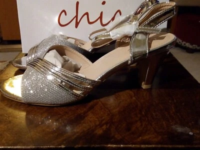 Ladies Chic Silver Buckle Ankle Strap Wedding Party Sling Heel Sandals Uk 6 Eu39 • £7.99