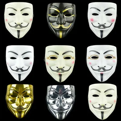 Anonymous Mask V Vendetta Costume For Halloween Guy Fawkes Fancy Dress Up Party • £8.29