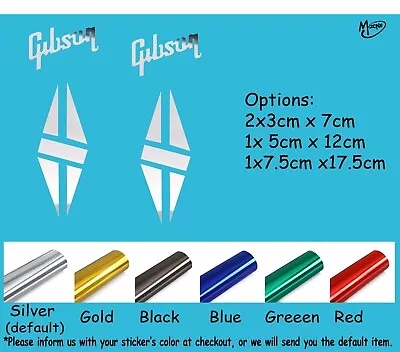 GIBSON Split Diamond Decals Stickers Metallic Chrome Effect Die Cut Best Gifts • $6.99