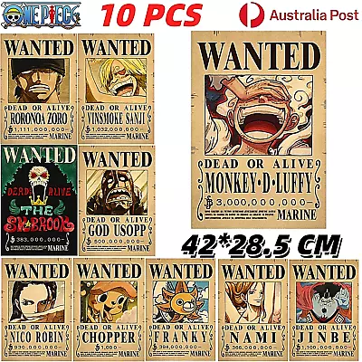 10PCS One Piece Anime Bounty Wanted Poster Luffy  Vintage Poster Wall Decoration • $16.55