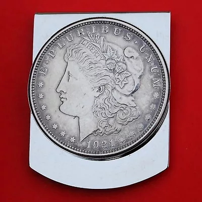 US 1921 Morgan Dollar 90% Silver Coin Large Money Clip New - Wide Design  • $79.95