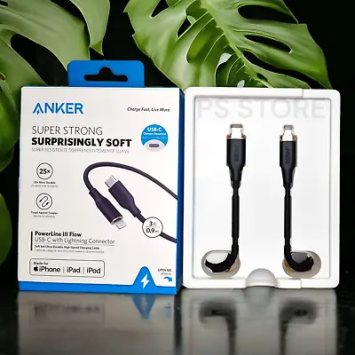 Anker PowerLine III Flow USB C To Lightning 3ft Charging Cable MFi-Certified • $21.90