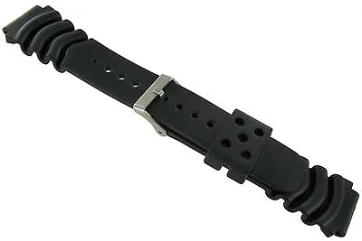 20mm Hadley Roma Black Waterproof Polyurethane Mens Watch Band Fits Seiko 3133XL • $12.95