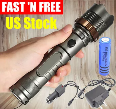 1200000LM Rechargrable LED Flashlight Tactical 5 Modes Zoom Torch+Batt+2xChar • $13.48