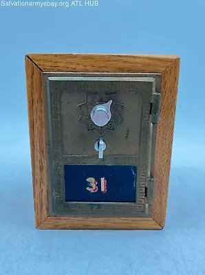 Circa 1950's Keyless Lock Co. Post Office Door Red Oak Coin Bank / Safe / Locker • $15.50