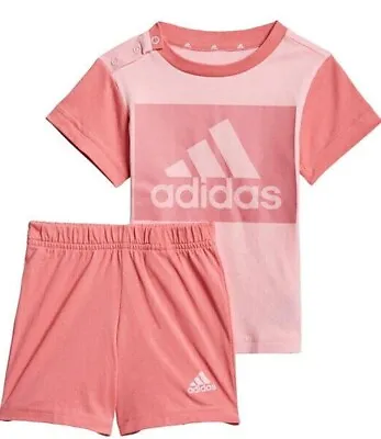 Adidas Girl Shorts & Top Set Summer Set Size 2-3-4 Years  Pink/Baby/Pink ADIDAS • £14.99