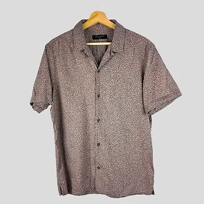 All Saints Leopard Print Shirt Mens Medium Short Sleeve Holiday Animal Summer • $50.45