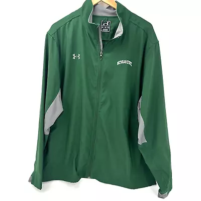 Under Armour MICHIGAN STATE Jacket Mens 2XL Green Gray Full Zip + Pockets • $34.99
