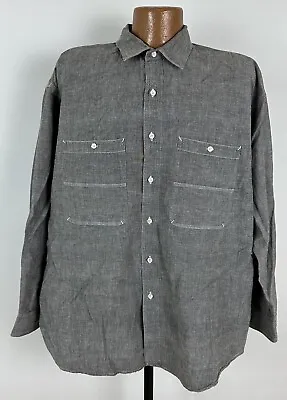 Vintage 90s Gant Salty Dog Chambray Shirt Men XL Long Sleeve Button Up Outdoors • $16.49