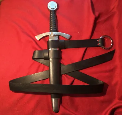 1.5  Wide Medieval Ring SWORD BELT Black Or Brown SCA Faire Pirate Rennie • $47
