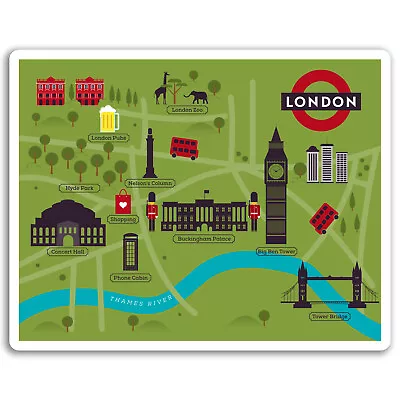 2 X 10cm London Map Vinyl Stickers - England UK Sticker Laptop Luggage #17223 • £3.99