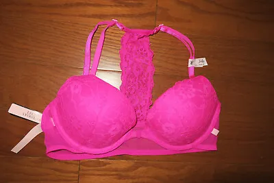 34b ❤️ Bra Victoria's Secret ❤️ Push Up Pads Front Closure Comfy Lace Pink • £36.68