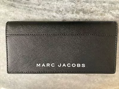 Marc Jacobs Slim Black Textured Leather Open Face Snap Clutch Wallet~ NWOT • $107