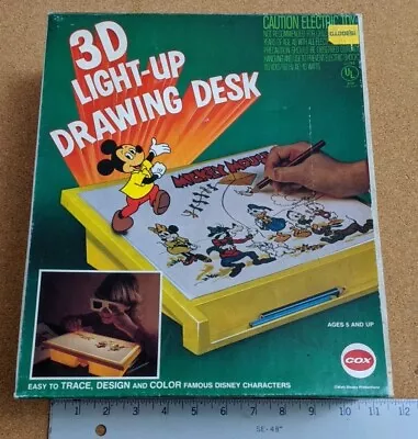 Vintage Disney Mickey Mouse 3D Light Up Drawing Desk Electric Toy New • $31