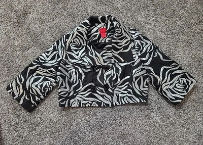 $37.99 • Buy V Cristina Blazer Large Black Silver Metallic Cropped Womens Formal Floral