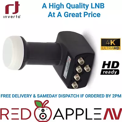 Inverto Black Pro 0.2dB 4K/HD/3D Quad Terrestrial Satellite & Freeview TV LNB • £29.99