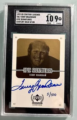 1999 UD Century Legends Terry Bradshaw Epic Signatures Gold /100 SGC 9 10 AUTO • $300