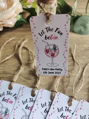 £3 • Buy Personalised Hen Party  Do Birthday Favour GIN Bottle Tags Let The Fun BeGin