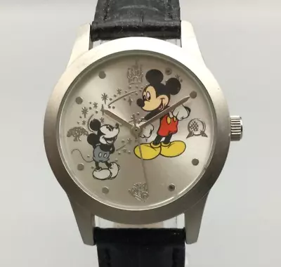 Disney Mickey Mouse Through The Years Watch 43mm Men Silver Tone New Battery • $22.49