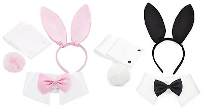 Bunny Costume Playboy Accessory Set Rabbit Ear Bow Tie Collar Cuffs Tail Pin • $13.99