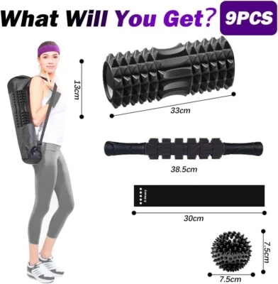 Roller Set Foam Roller Spike Massage Ball Massage Roller Muscle Stick Gift Gym • $67.59