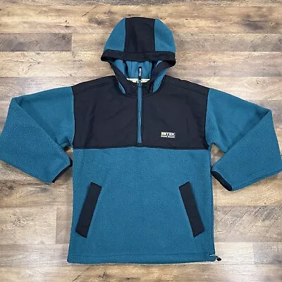 Eddie Bauer Jacket Mens Small Green Hooded Ebtek 1/4 Zip Hiking Sherpa Fleece • $19.99