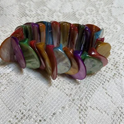 Craft Stretch  Died Mother Of Pearl Abalone Shell Bracelet Bea1-7 • $5