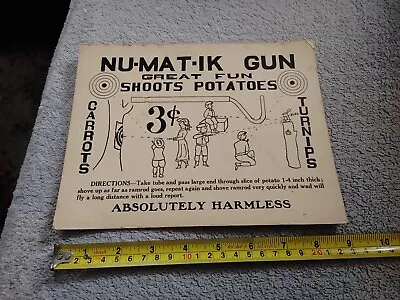 Vintage 1940s/50s Nu-Mat-Ik Potato Gun Advertising Instructions Card • £7.59