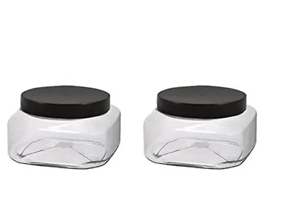  8 Oz Square Plastic Jars Straight Sides & Caps (6 Jars Black Lids) PET Plastic • $11.99