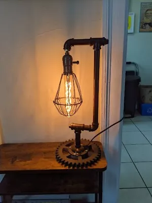 Steampunk Industrial Table Lamp W/Edison Bulbs • $35