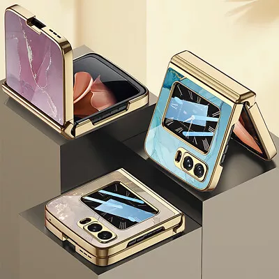 Folding Magnetic Hinge Marble Painted Style Phone Case Cover For Moto Razr 2022 • $19.17