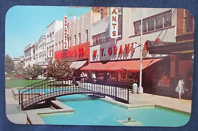 1960s Kalamazoo Michigan Burdick Street Mall Postcard Woolworth's & W.T. Grant • $5.50