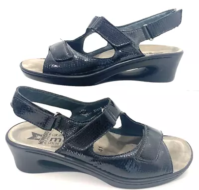 Mephisto Air Relax Mobils Black SNAKE PRINT Leather Sandals HEELS Size 41/10 • $49.99