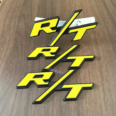 3X For RT Front Grill Emblems R/T Badge Side Fender Black Yellow OEM Car Sticker • $19.99