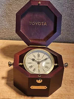 Bulova Quartermaster Wood Case & Brass Gimbal Nautical Maritime Alarm Clock • $35