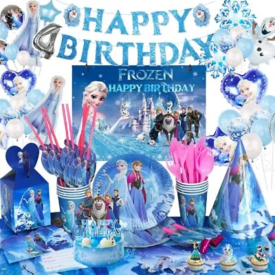 Kid Birthday Party Supplies Frozen Anna Elsa Banner Balloons Cake Backdrop Decor • $9.99